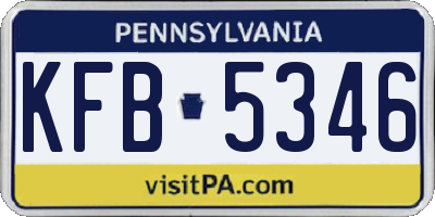 PA license plate KFB5346