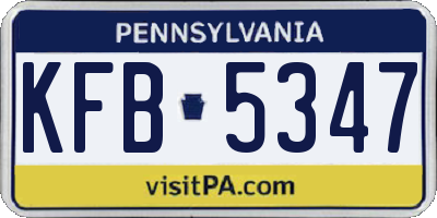 PA license plate KFB5347