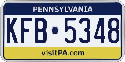 PA license plate KFB5348