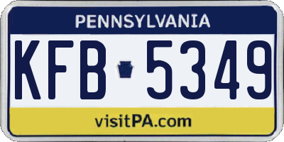 PA license plate KFB5349