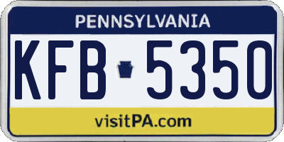 PA license plate KFB5350