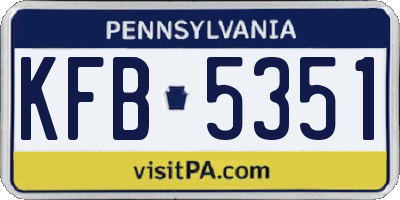 PA license plate KFB5351