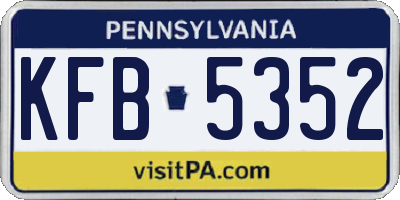 PA license plate KFB5352