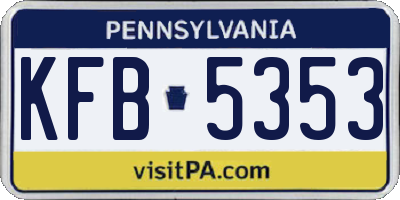 PA license plate KFB5353