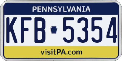 PA license plate KFB5354