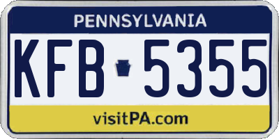 PA license plate KFB5355