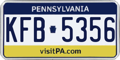PA license plate KFB5356