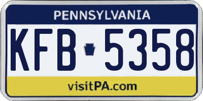PA license plate KFB5358