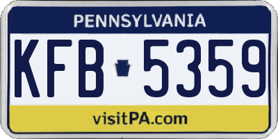 PA license plate KFB5359