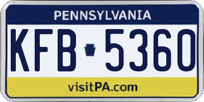 PA license plate KFB5360