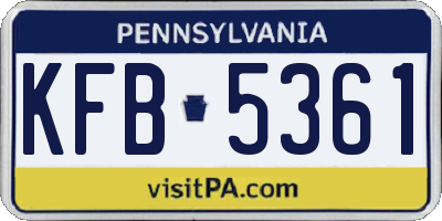 PA license plate KFB5361
