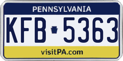 PA license plate KFB5363