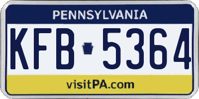 PA license plate KFB5364
