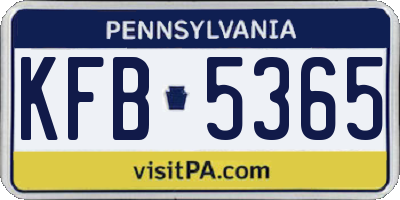 PA license plate KFB5365