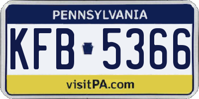 PA license plate KFB5366