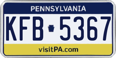PA license plate KFB5367