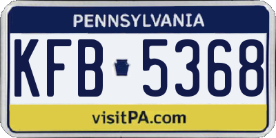 PA license plate KFB5368