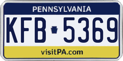 PA license plate KFB5369