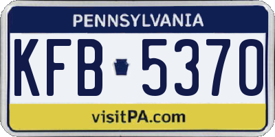 PA license plate KFB5370