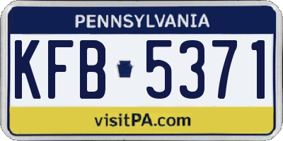 PA license plate KFB5371