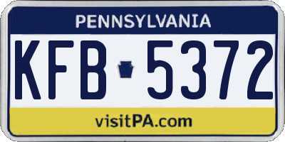PA license plate KFB5372