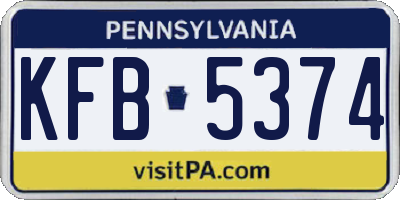 PA license plate KFB5374