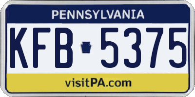 PA license plate KFB5375