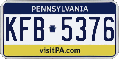 PA license plate KFB5376