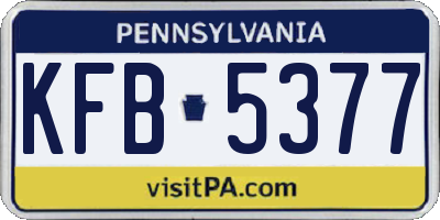 PA license plate KFB5377