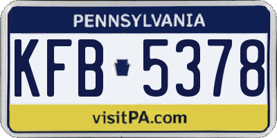 PA license plate KFB5378