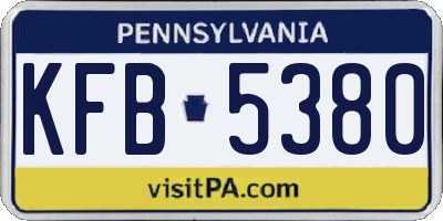 PA license plate KFB5380