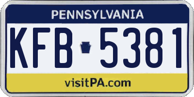 PA license plate KFB5381