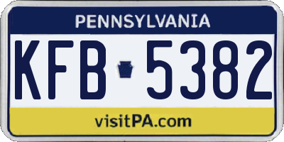 PA license plate KFB5382