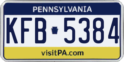 PA license plate KFB5384