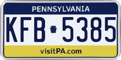 PA license plate KFB5385