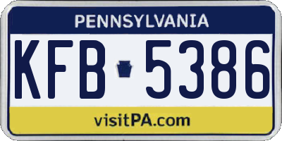 PA license plate KFB5386