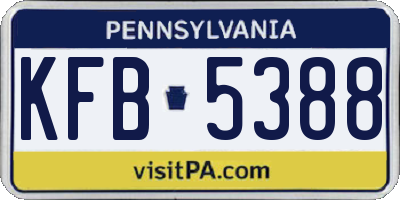 PA license plate KFB5388