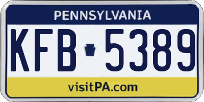 PA license plate KFB5389