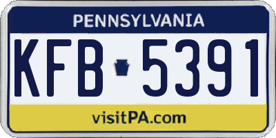 PA license plate KFB5391