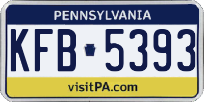 PA license plate KFB5393