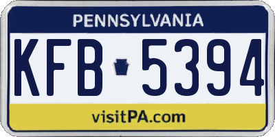 PA license plate KFB5394
