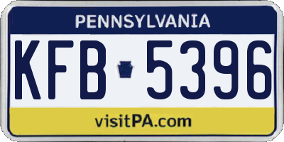 PA license plate KFB5396