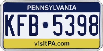 PA license plate KFB5398