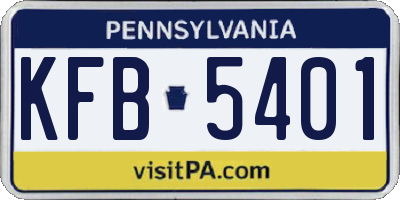 PA license plate KFB5401