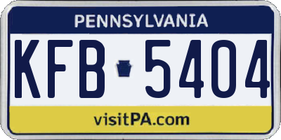 PA license plate KFB5404