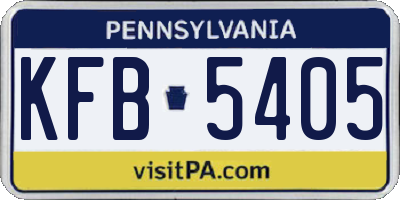 PA license plate KFB5405