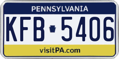 PA license plate KFB5406