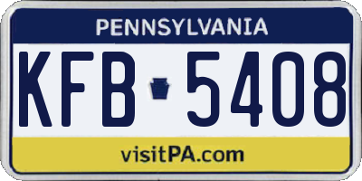 PA license plate KFB5408