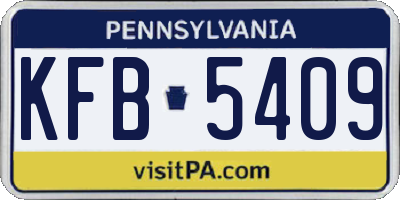 PA license plate KFB5409