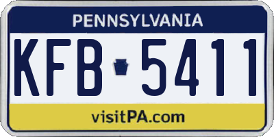 PA license plate KFB5411